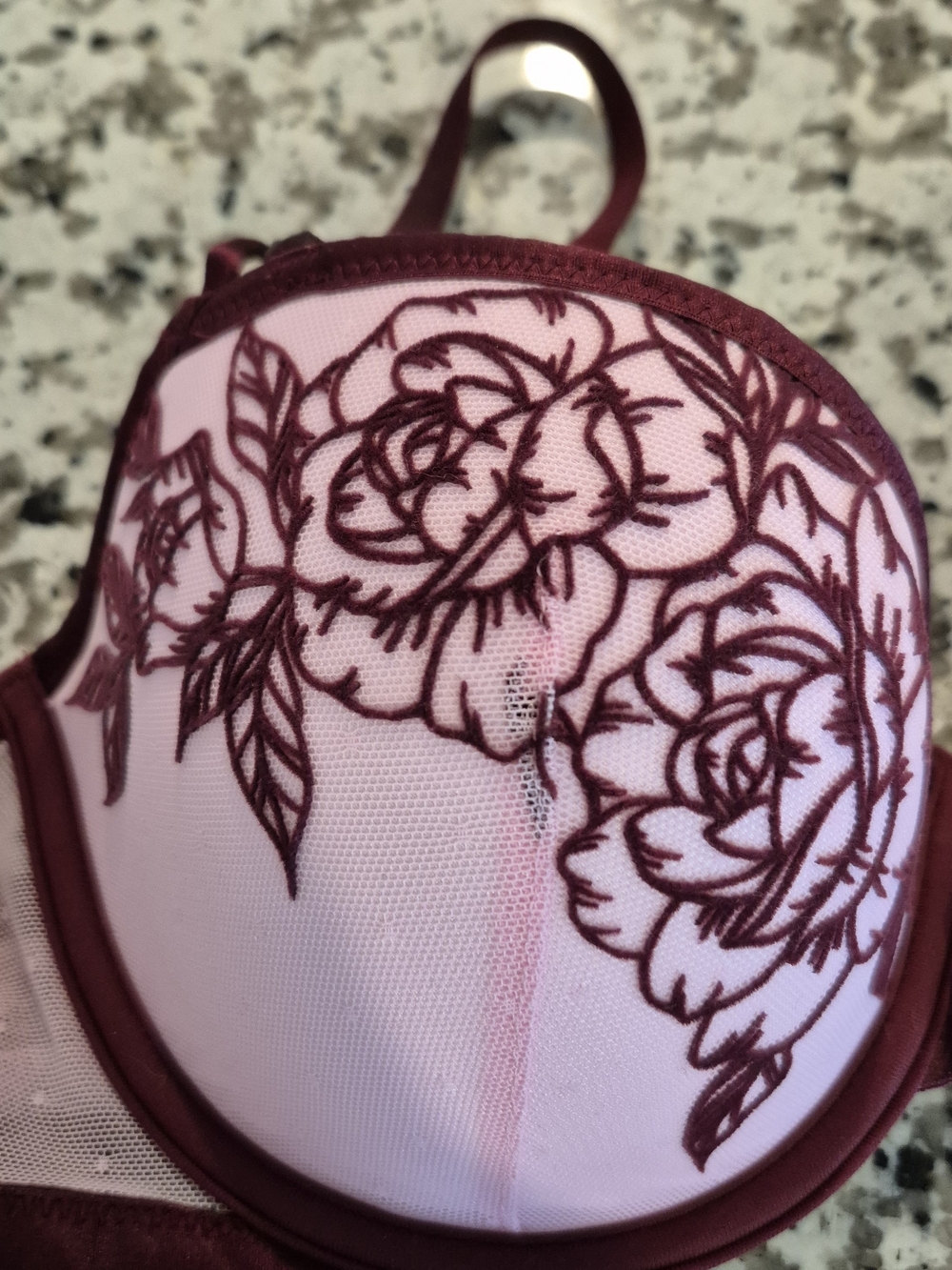 Rare VS PINK Retired Wild Rose Embroidery Balconette Push Up Bra 38B - Picture 3 of 9